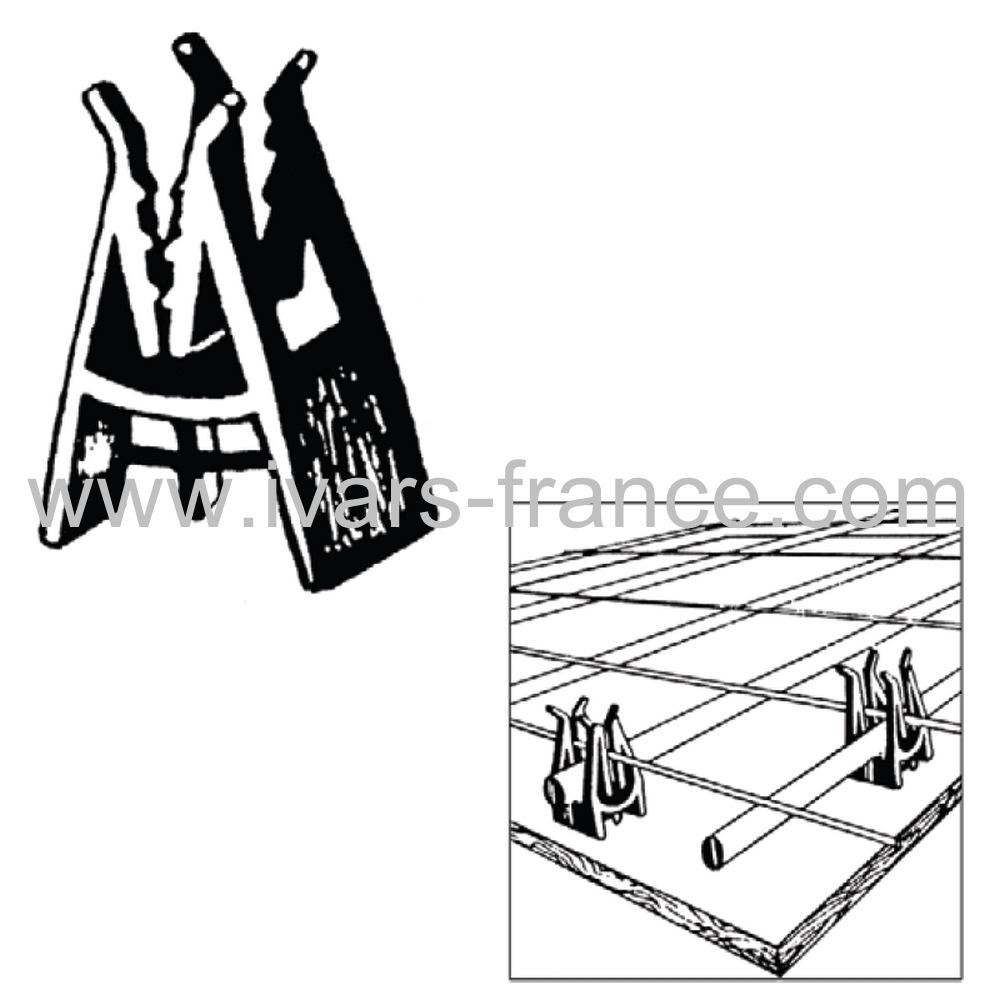 DRE - ARTICLES POUR LE FERRAILLAGE - Entretoise en plastique pour traillis metallique de construction